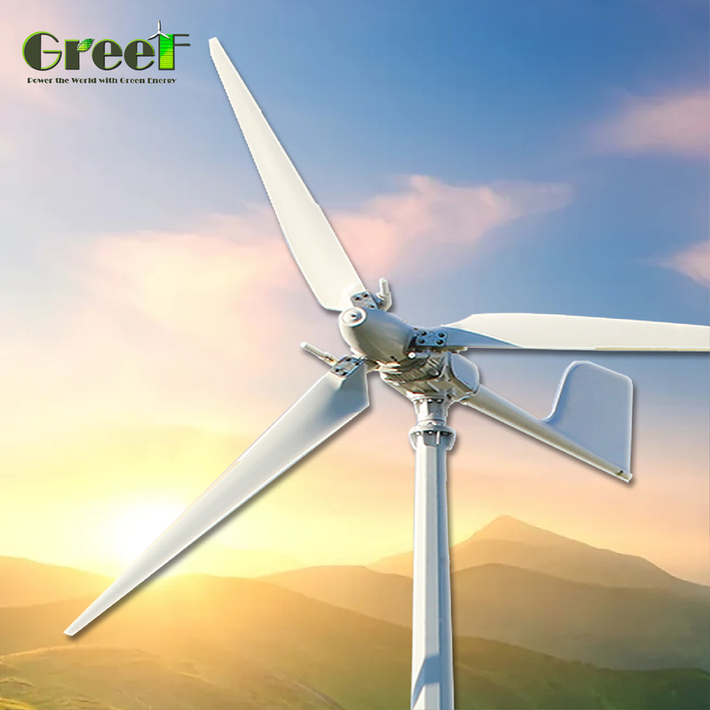 ऑटो ब्रेक स्टॉप विधि एफआरपी ब्लेड और 5-30kW नामित शक्ति के साथ क्षैतिज पवन टरबाइन