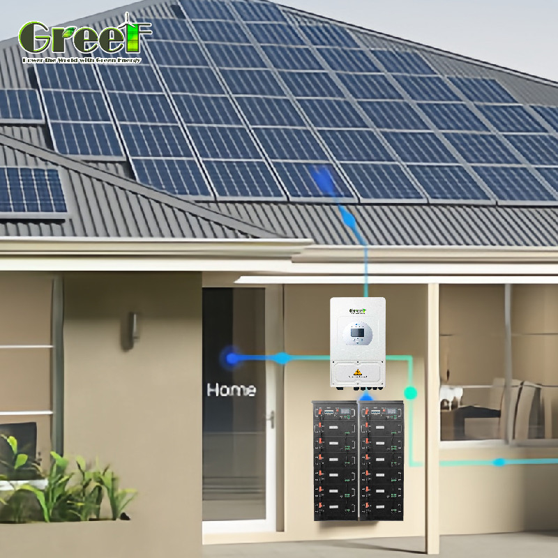 एलसीडी डिस्प्ले 5kW पीवी सौर प्रणाली 5000W लोड पावर रिमोट कंट्रोल के साथ हाइब्रिड सौर प्रणाली