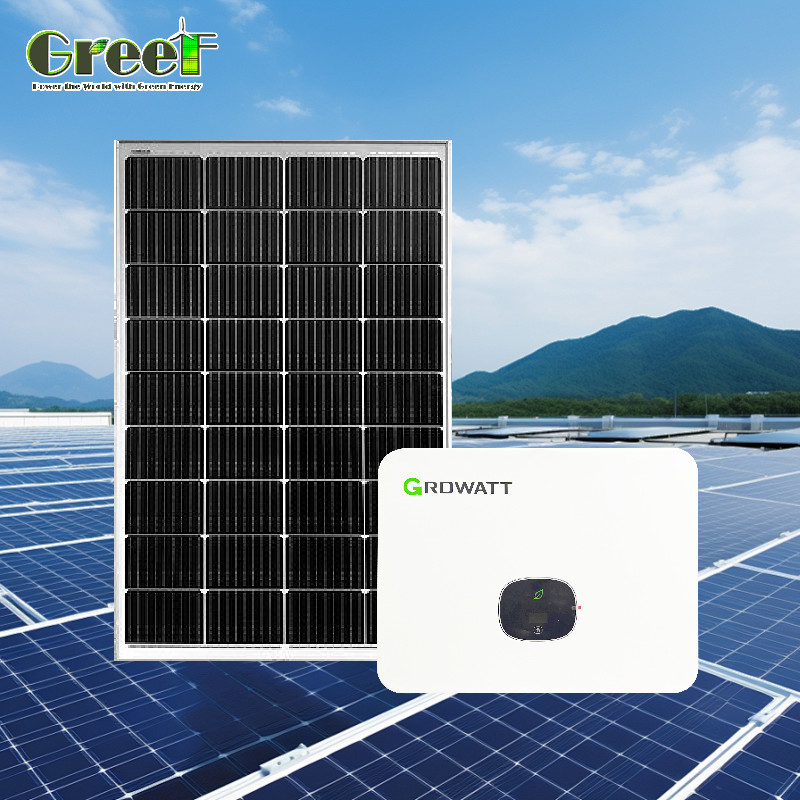 एलसीडी डिस्प्ले 5kW पीवी सौर प्रणाली 5000W लोड पावर रिमोट कंट्रोल के साथ हाइब्रिड सौर प्रणाली
